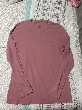 Madewell Men’s Long-Sleeve Waffle Crew in Mauve Pink
